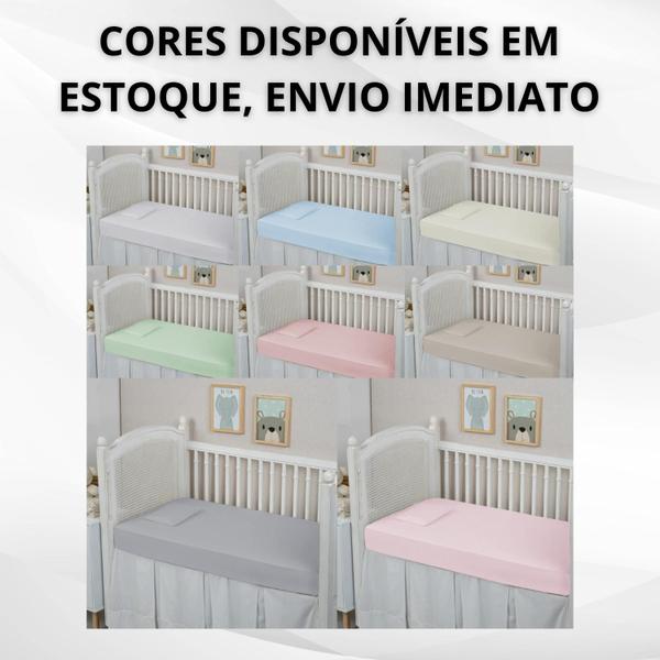 Kit Jogo Lençol Berço 2 Peças 200 Fios com Elástico 100% Algodão - MF ENXOVAIS Imagem de Kit Jogo Lençol Berço 2 Peças 200 Fios com Elástico 100% Algodão