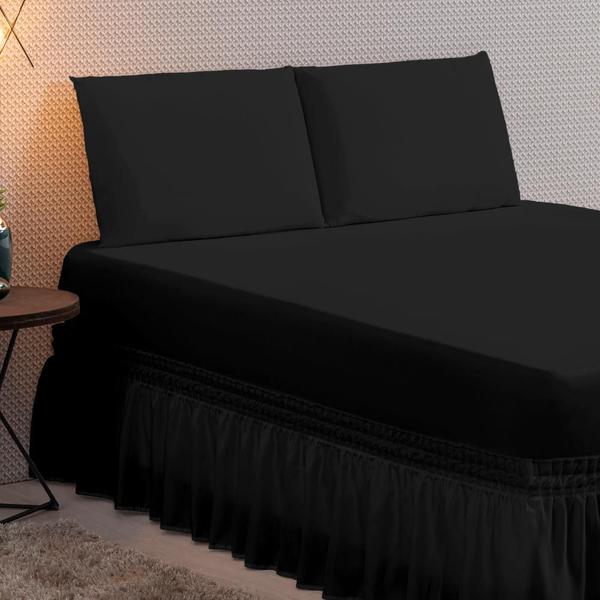 Imagem de Kit Jogo Lençol Casal Queen com Elástico Decora para Cama Box + Fronhas Envelope - Roupa de Cama Completo