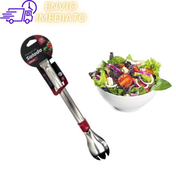 Imagem de Kit Jogo Pegador Universal Pães Massa Macarrão Salada 100% Inox