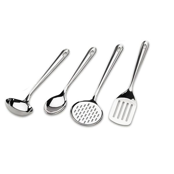 Imagem de Kit Jogo Utensílios Cozinha 4 Peças Inox Completo Resistente