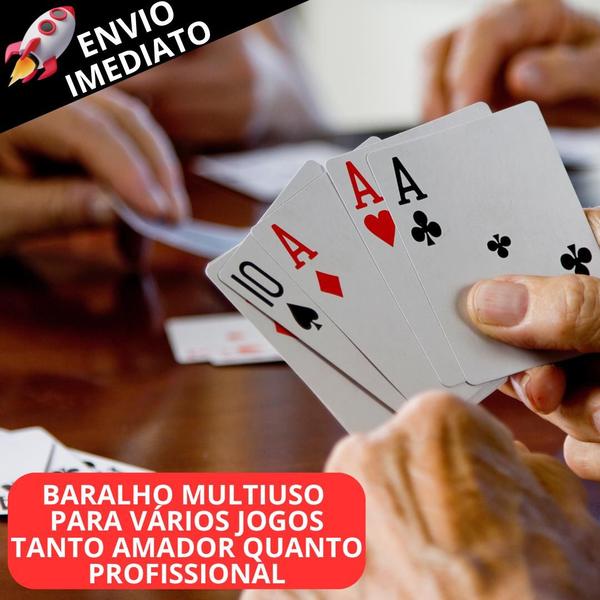 Imagem de Kit Jogos 2 Baralho 54 Cartas Cada e 1 Estojo de Dominó C/28 Peças Profissional Jogos Educador