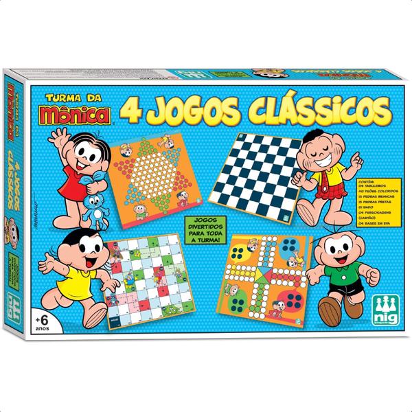 Imagem de Kit Jogos de Tabuleiro Clássicos Turma Da Mônica Dama Ludo Xadrez Chinês Avança e Atrasa - Nig Brinquedos 0761