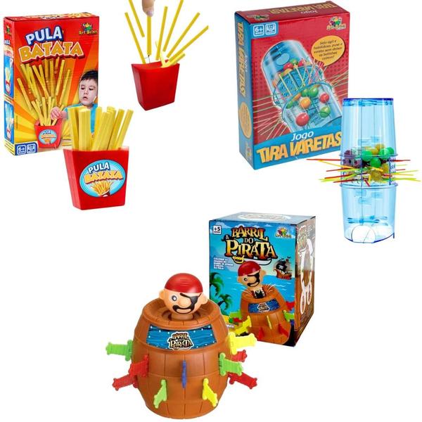 Kit Jogos Pula Batata + Pula Pirata Médio + Tira Varetas - Art Brink Imagem de Kit Jogos Pula Batata + Pula Pirata Médio + Tira Varetas