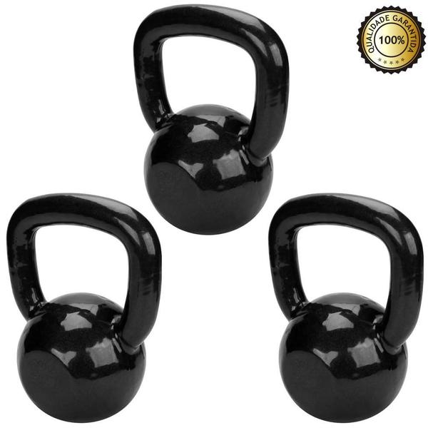 Imagem de Kit Kettlebell Emborrachado Treinamento Funcional 4, 6, 8 Kg