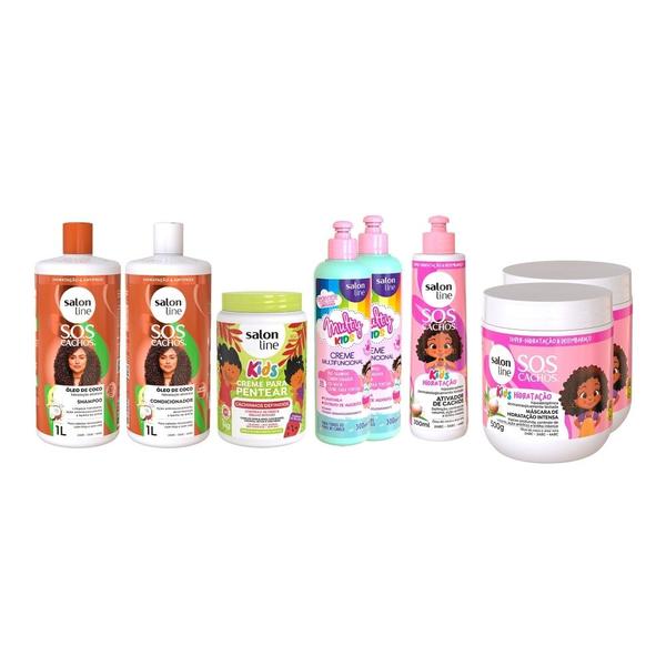 Imagem de Kit Kids Shampoo, Condicionador, Máscara e finalizadores Salon Line