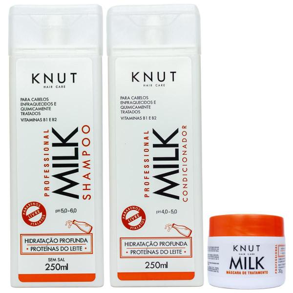 Imagem de Kit Knut Presente Milk Shampoo 250ml Condicionador 250ml Máscara 30g