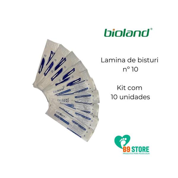 Imagem de Kit lamina de bisturi Bioland 10 unid e cabo 3 Thimon 1 unid