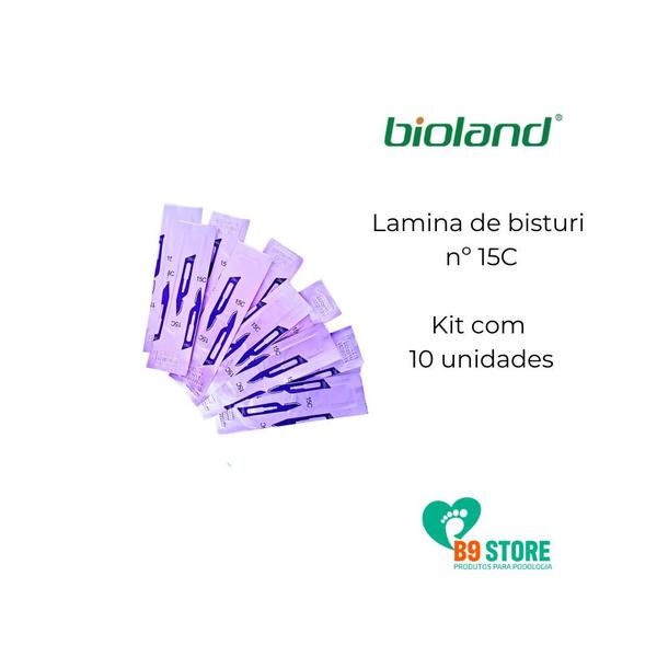 Imagem de Kit lamina de bisturi Bioland 10 unid e cabo 3 Thimon 1 unid