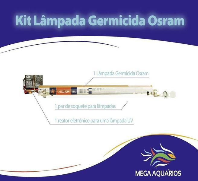 Imagem de Kit Lâmpada 15W Osram Uv Germicida + Reator + Soquete T8