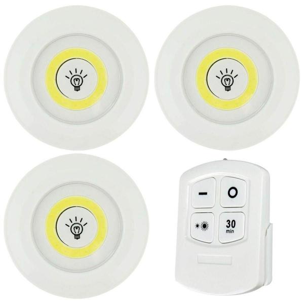 Imagem de Kit Lampada Luminaria Adesivo Sem Fio Controle Remoto 3 Led