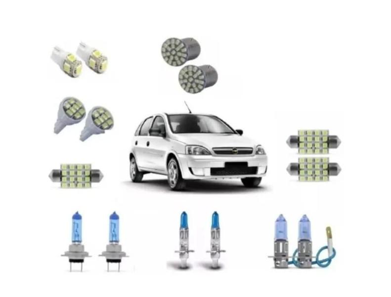 Imagem de Kit Lampada Super Branca Farol / Milha E Led'S Corsa Hatch