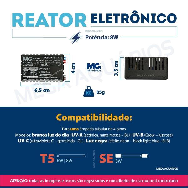 Imagem de Kit Lâmpada Uv 8W Ultravioleta Tubular + Reator + Soquetes