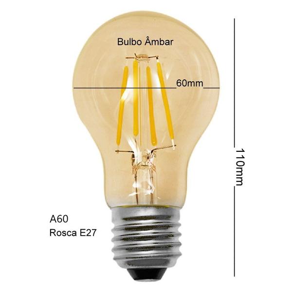 Imagem de Kit Lâmpadas Led Bulbo Âmbar A60 4W Luz Amarela E27 Bivolt