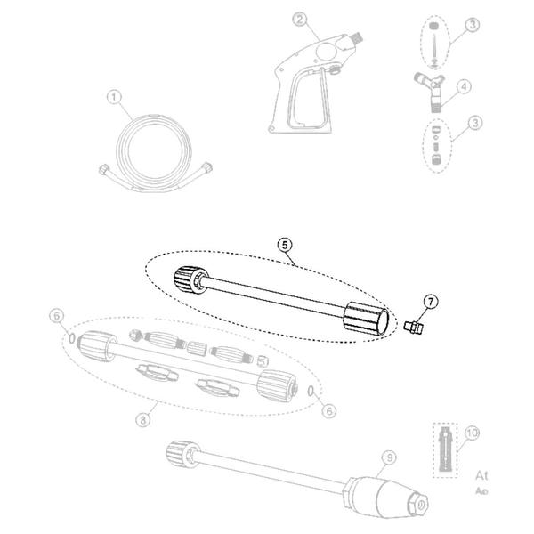 Imagem de Kit Lança Inox Bico 25070 1/8 330mm M22 D15 Compatível com Lavajato WAP Term Inox Plus 1200 FW003000