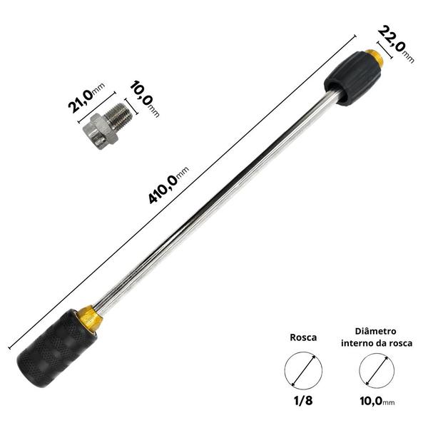 Imagem de Kit Lança Inox com Bico Leque 25040 1/8 330mm M22 D15 Compatível com Lavajato WAP L2000/10 FW000730