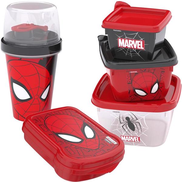 Imagem de Kit Lanche Escolar C/ Garrafinha 320ml Infantil Homem Aranha