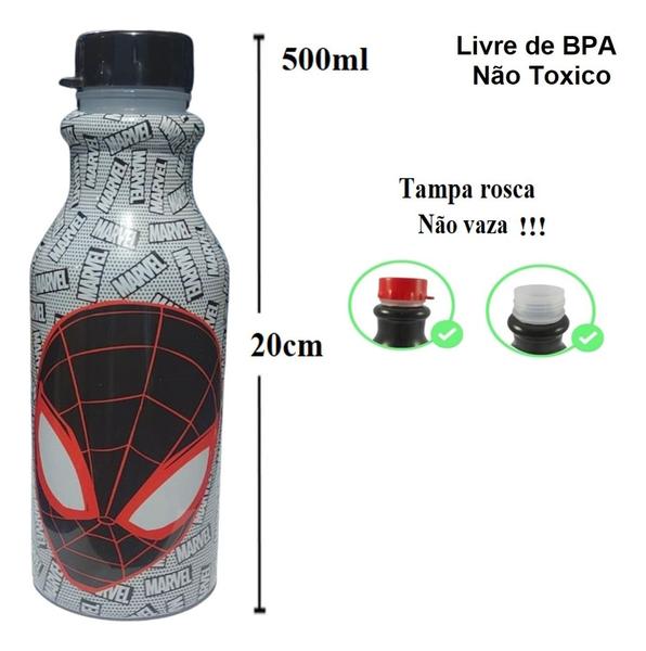 Imagem de Kit Lanche Escolar C/ Garrafinha 500ml Infantil Homem Aranha