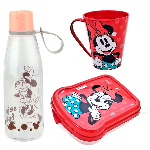 Imagem de Kit Lanche Escolar Garrafa Infantil Abre Facil Caneca 360ml e Sanduicheira