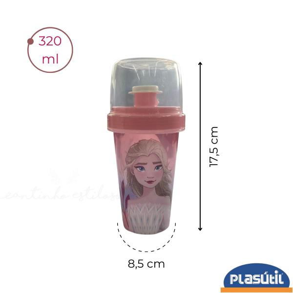 Imagem de Kit lanche infantil sanduicheira mini shakeira elsa plasutil