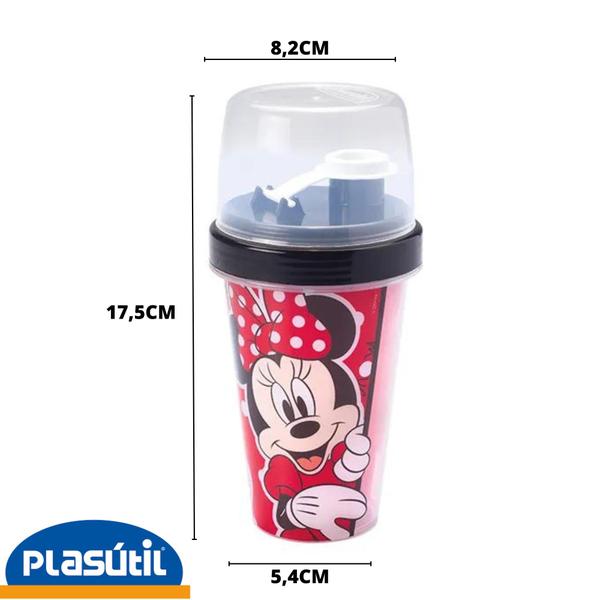 Imagem de Kit lanche infantil sanduicheira mini shakeira minnie vermelho plasutil