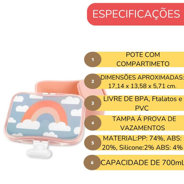 Imagem de Kit Lanche Marmita Pote Infantil Escolar Lancheira Crianças