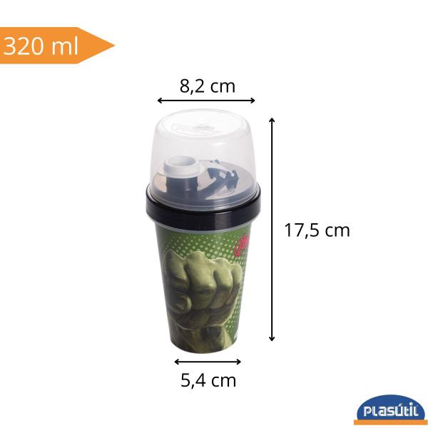 Imagem de Kit Lanche Pote Marmita Mini Shakeira 320 ml Infantil Hulk