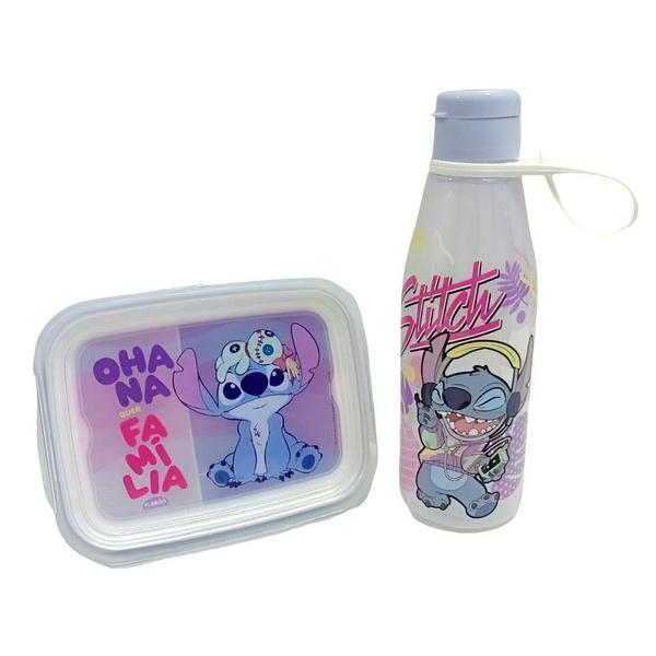 Imagem de Kit Lanche Stitch Marmita + Garrafa Fone 530ml Plasutil