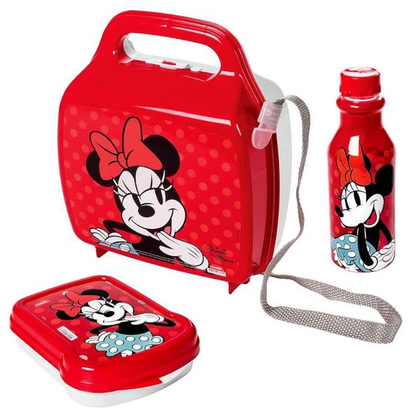 Imagem de Kit Lancheira com Alça + Porta Sanduiche e Garrafinha da Minnie 