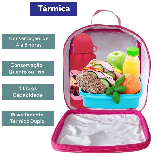 Imagem de Kit Lancheira Térmica Infantil Feminina Menina + Estojo