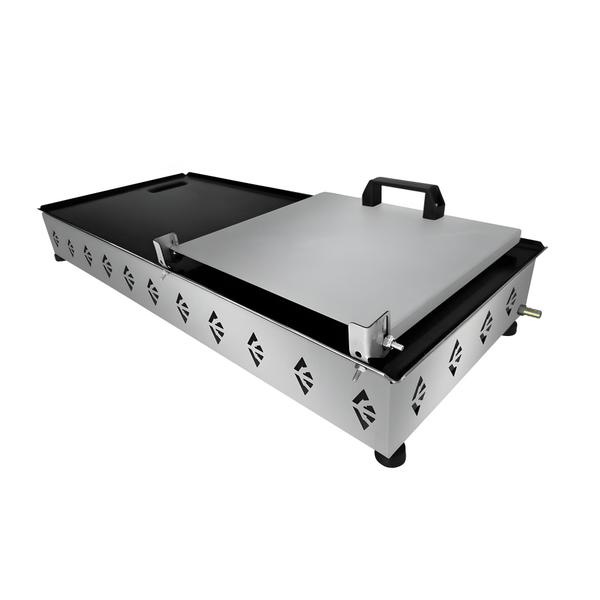 Imagem de Kit Lanchonete Chapa 70X30cm com Prensa e Fritadeira Semi Profissional 2 Cubas inox 5L