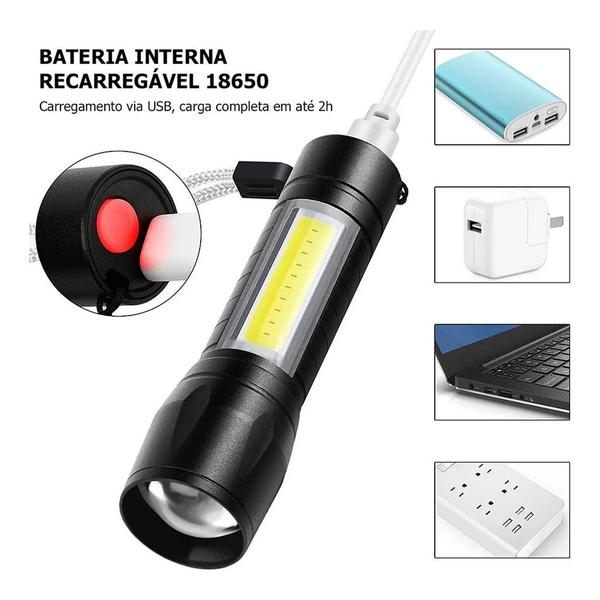 Imagem de Kit Lanterna Bike Recarregável USB, Farol para Bicicleta 100000 Lumens 98000W + Cabo USB + Suporte Universal