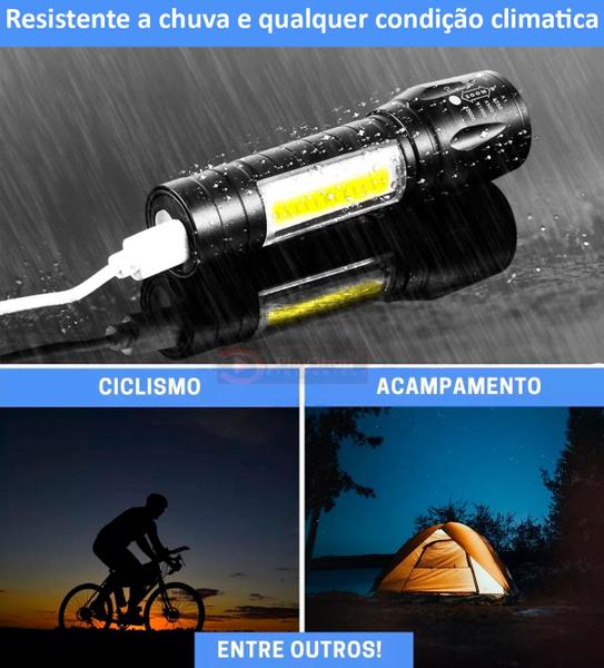 Imagem de Kit Lanterna Bike Recarregável USB, Farol para Bicicleta 100000 Lumens 98000W + Cabo USB + Suporte Universal