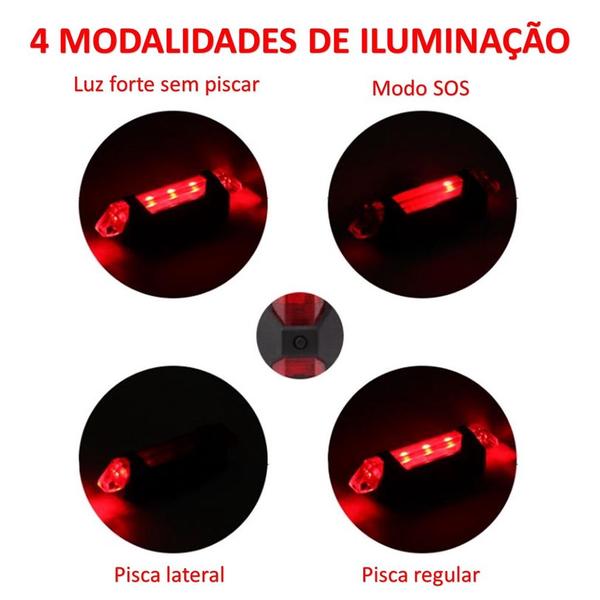 Imagem de Kit Lanterna E Farol Bicicleta Bike Luz Ultra Led A Prova D'agua