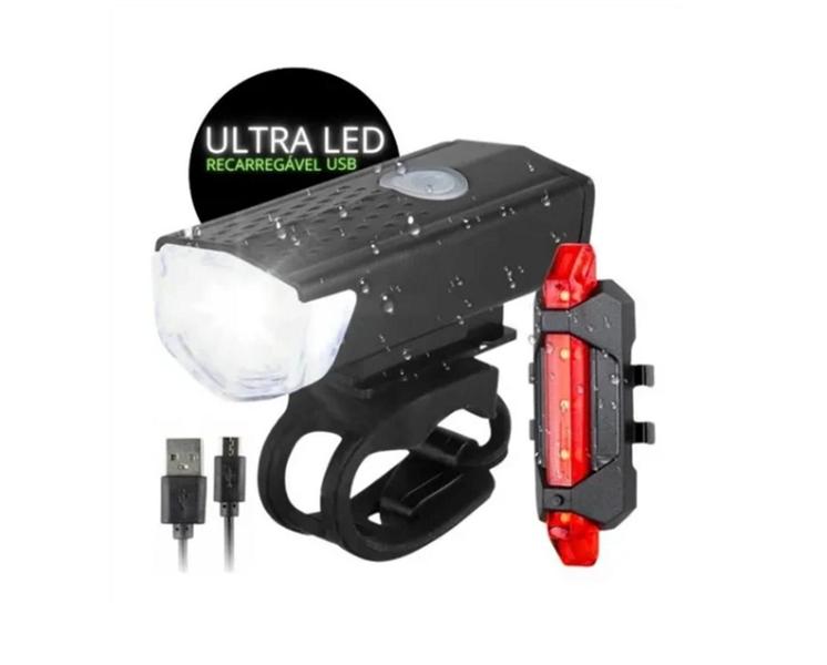 Imagem de Kit Lanterna E Farol Bicicleta Luz Ultra Led A Prova Dágua