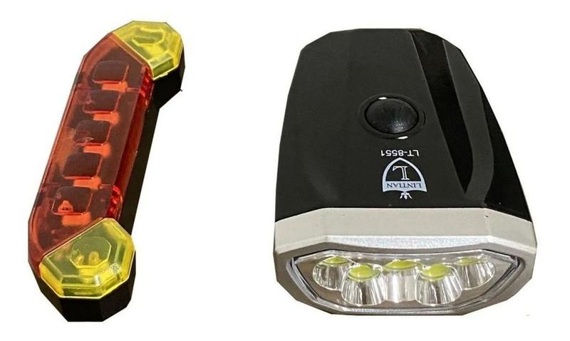 Imagem de Kit Lanterna + Farol Bicicleta Luz Led Recarregável Lt8551 Luuk Young