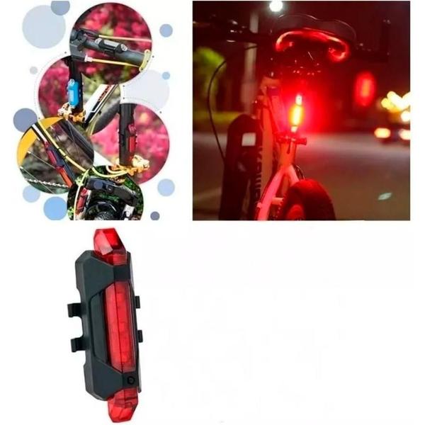 Imagem de Kit Lanterna/Farol/Buzina para Bike Led Usb Azul - Quanhe