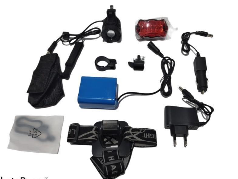 Imagem de Kit Lanterna Farol De Cabeça Para Bike Bicicleta Zoom