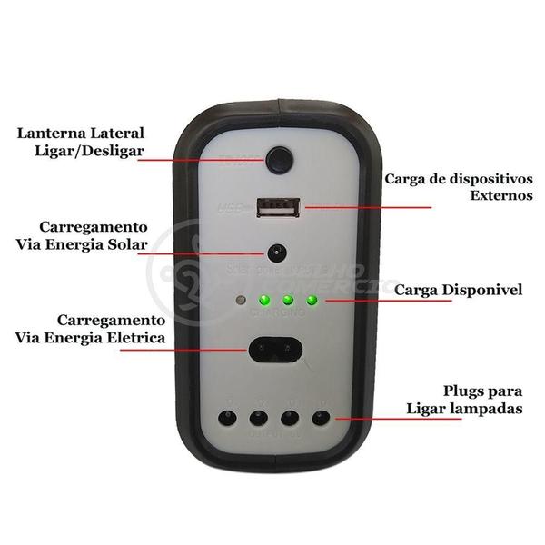 Imagem de Kit Lanterna Placa Solar Carregador Portatil Emergência