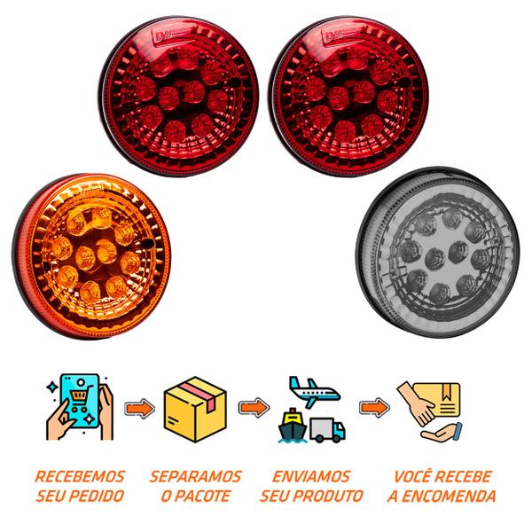 Imagem de Kit Lanternas LED Traseiras Carreta Metalizadas 125mm 4 unid