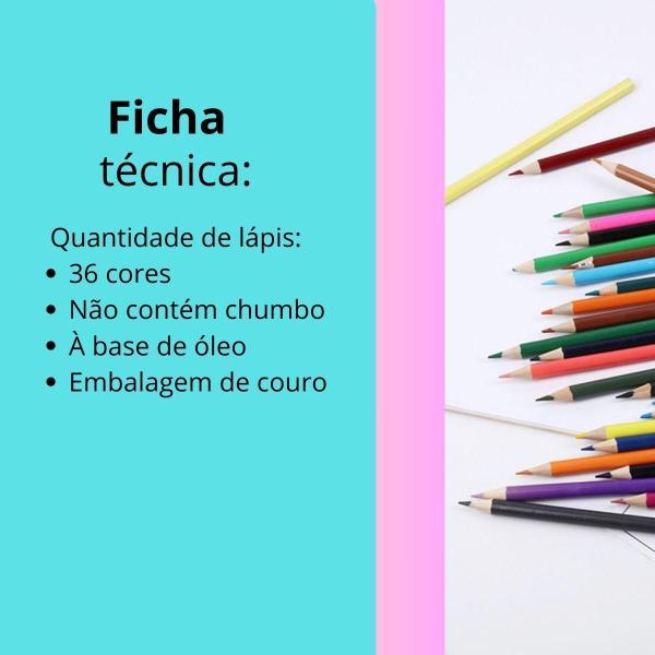 Imagem de Kit Lápis 36 Cores Infantil Qualidade Profissional Escolar