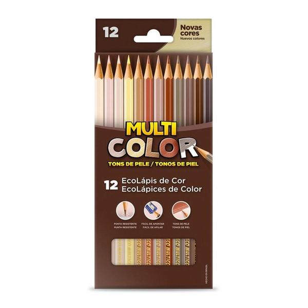 Imagem de Kit Lápis de Cor 12 Cores + Tons de Pele + Pastel Multicolor