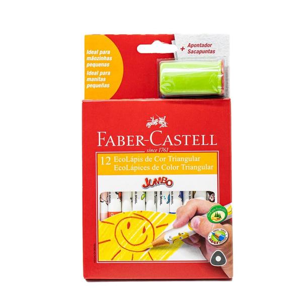 Imagem de Kit Lápis De Cor Faber Castell Jumbo 12 Unidades e 1 Apontador