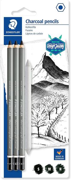 Imagem de Kit Lapis E Esfuminho Lumograph Charcoal Staedtler