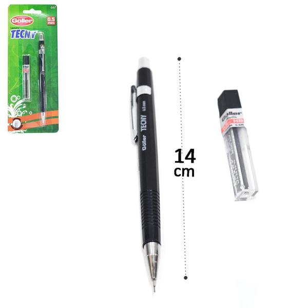 Imagem de Kit lapiseira 0.5mm com tubo de grafite papelaria. escolar