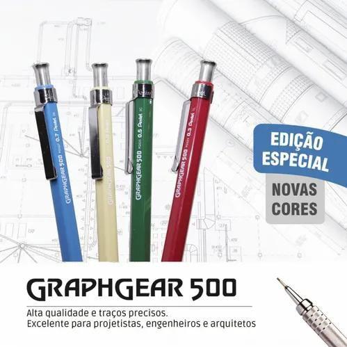 Imagem de Kit Lapiseira Pentel Graphgear 500 Cores Novas Profissional