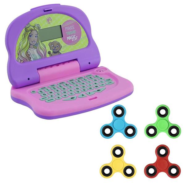 Kit Laptop Infantil Educativo Candide Barbie Charm Tech Bilíngue + 1 Fidget Spinner Sortido Imagem de Kit Laptop Infantil Educativo Candide Barbie Charm Tech Bilíngue + 1 Fidget Spinner Sortido