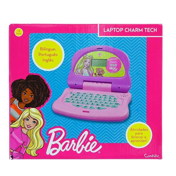 Kit Laptop Infantil Educativo Candide Barbie Charm Tech Bilíngue + 1 Fidget Spinner Sortido Imagem de Kit Laptop Infantil Educativo Candide Barbie Charm Tech Bilíngue + 1 Fidget Spinner Sortido