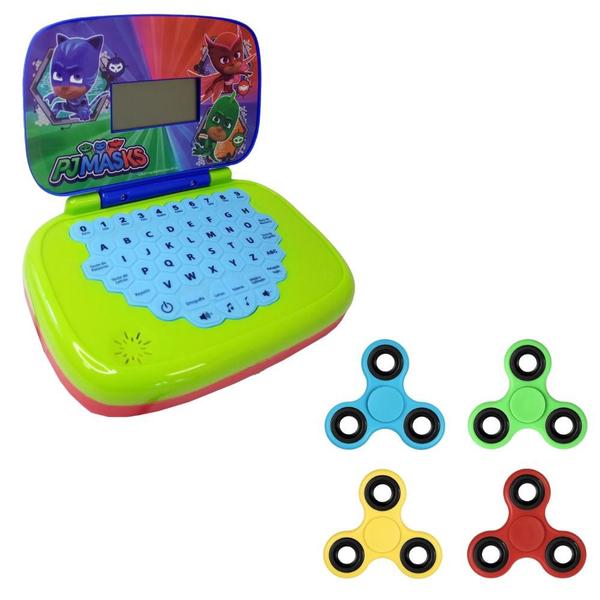 Kit Laptop Infantil Educativo Candide PJ Masks Bilíngue + 1 Fidget Spinner Sortido Imagem de Kit Laptop Infantil Educativo Candide PJ Masks Bilíngue + 1 Fidget Spinner Sortido