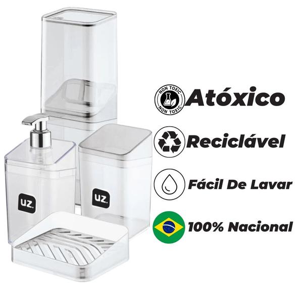 Imagem de Kit Lavabo 4 Peças Banheiro Lavabo Translúcido Luxo Slim