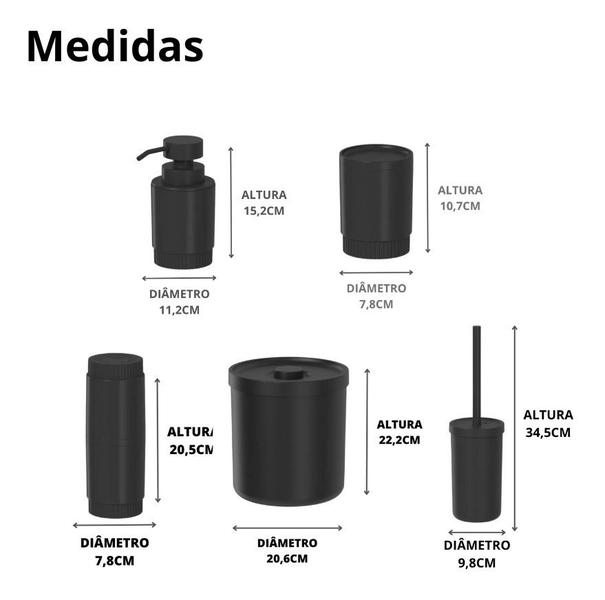 Imagem de Kit Lavabo 5 Peças Pia Banheiro Completo Dorica Ou Preto